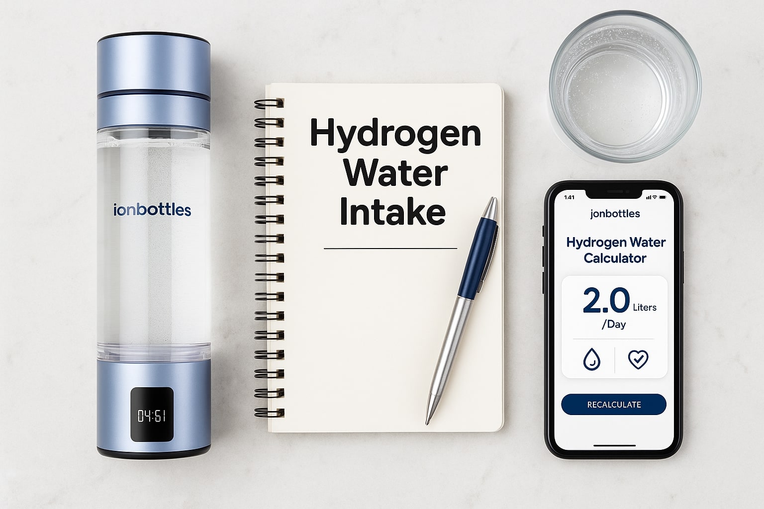 IonBottles Hydrogen Water Calculator